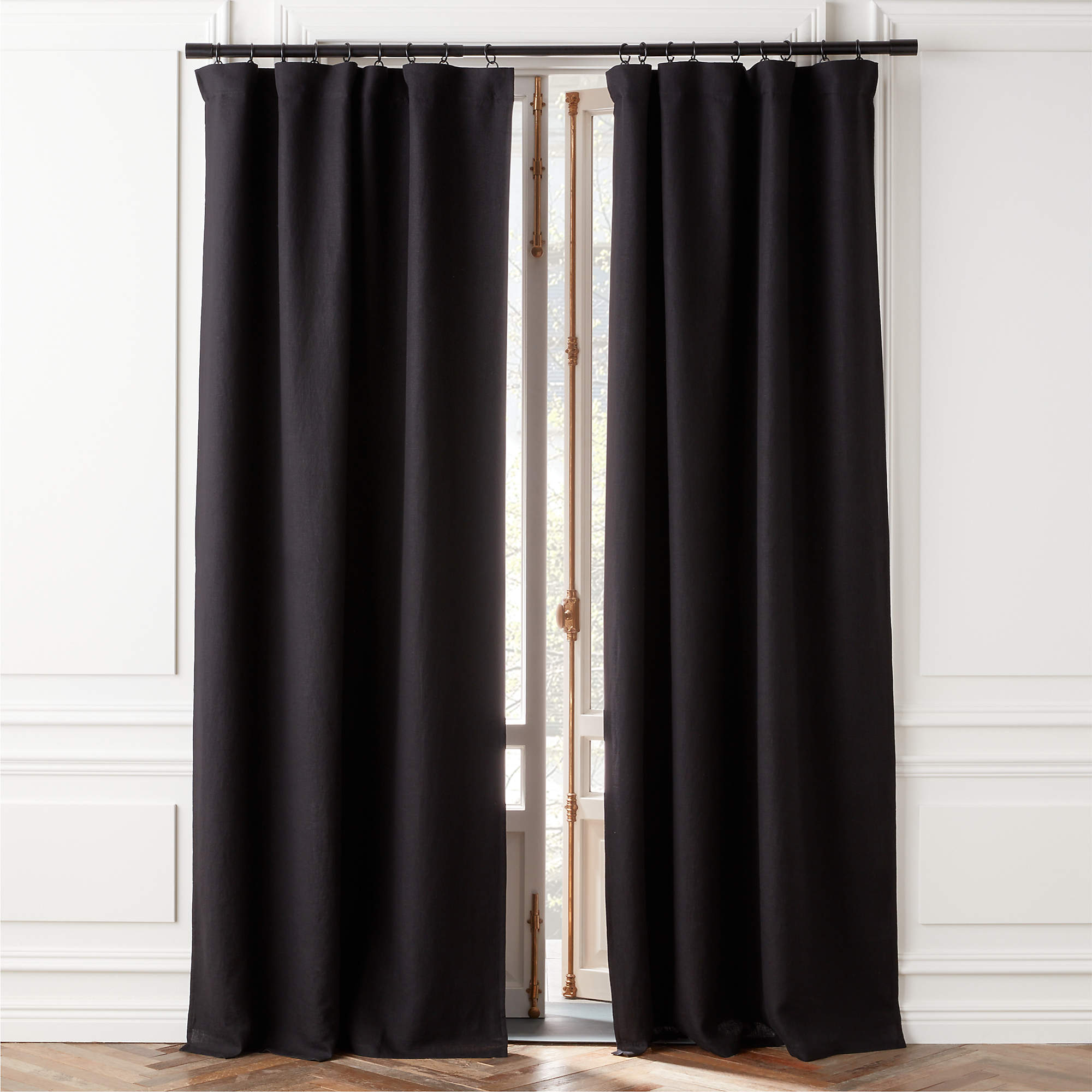 Black EUROPEAN FLAX™-Certified Linen Blackout Window Curtain Panel 48''x120\, image size:2000x2000
