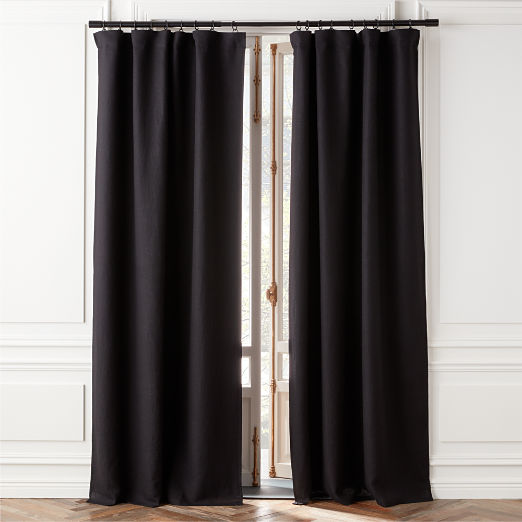 EUROPEAN FLAX™-Certified Linen Black Blackout Window Curtain Panel 48''x96"