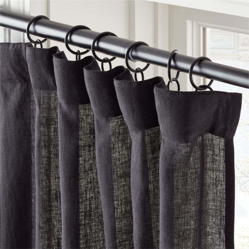 EUROPEAN FLAX™-Certified Linen Black Window Curtain Panel 48''x84'' - image 1 of 5