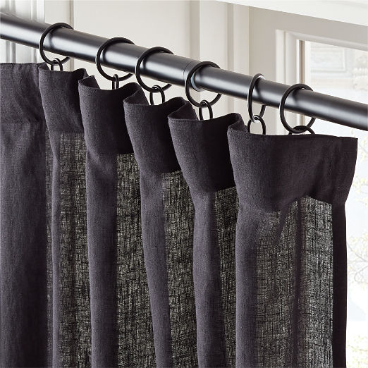 EUROPEAN FLAX™-Certified Linen Black Window Curtain Panel 48''x108''