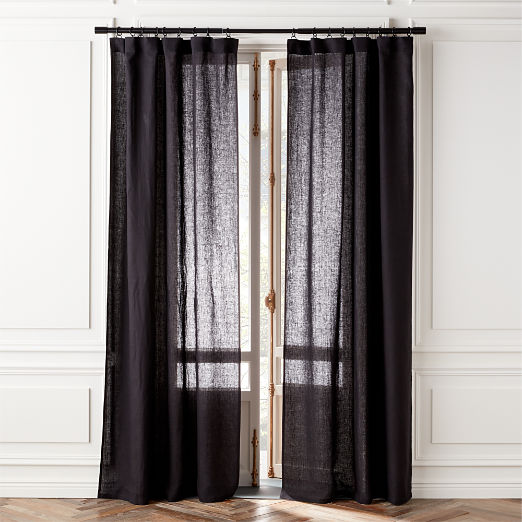 EUROPEAN FLAX™-Certified Linen Black Window Curtain Panel