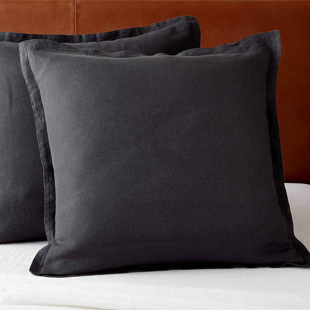 Border EUROPEAN FLAX-Certified Linen Euro Pillow Shams with Copper