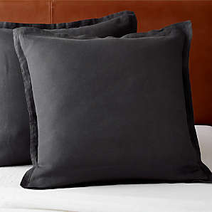 EUROPEAN FLAX Certified Linen Black Euro Pillow Shams Set of 2 Reviews CB2