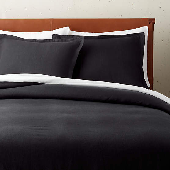 EUROPEAN FLAX™-Certified Linen Black Full/Queen Duvet Cover