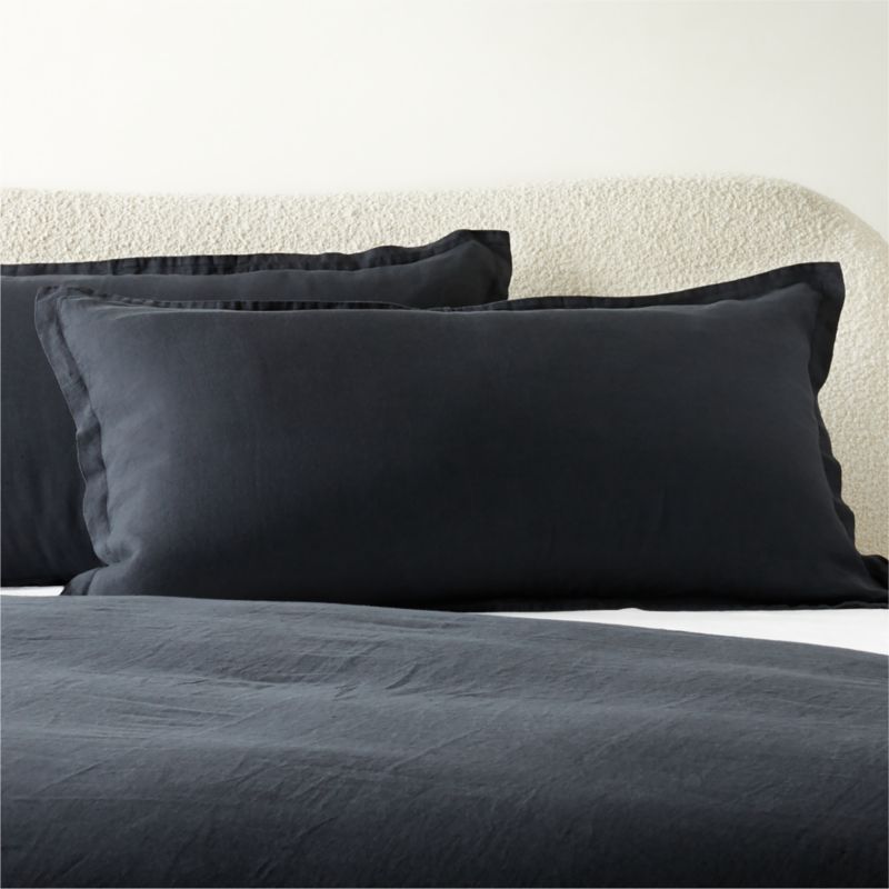 EUROPEAN FLAX-Certified Linen Black King Pillow Shams Set of 2 - image 0 of 7