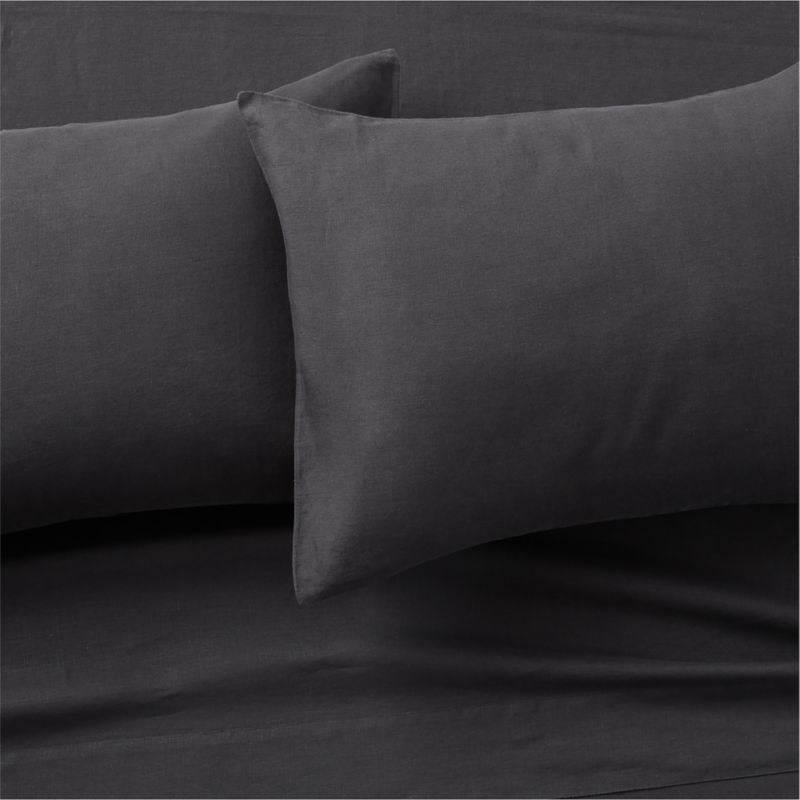 EUROPEAN FLAX™-Certified Linen Black Queen Sheet Set - image 0 of 4