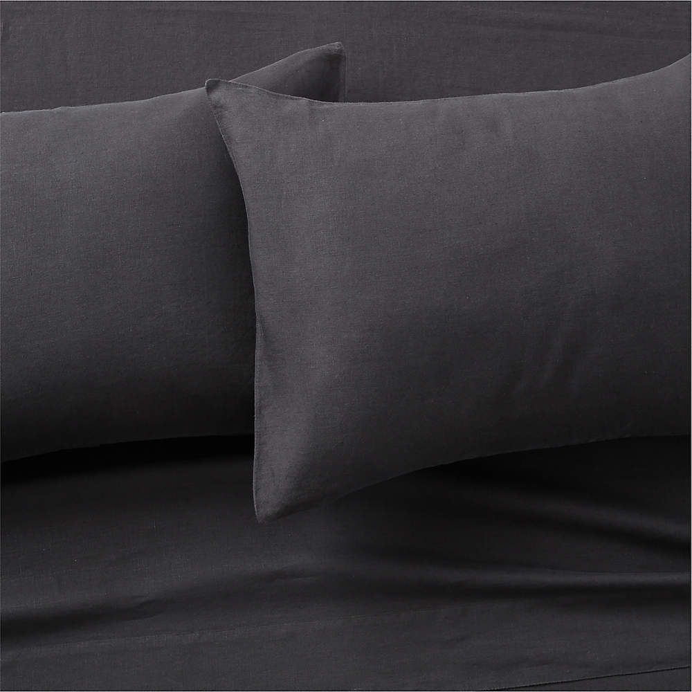 Charcoal Grey Linen Flat Sheet - Smooth Linen Sheets - 100% Pure Linen -  Dark Grey Bedding