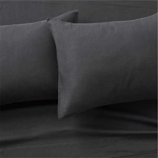 EUROPEAN FLAX-Certified Linen Black King Pillowcases Set of 2