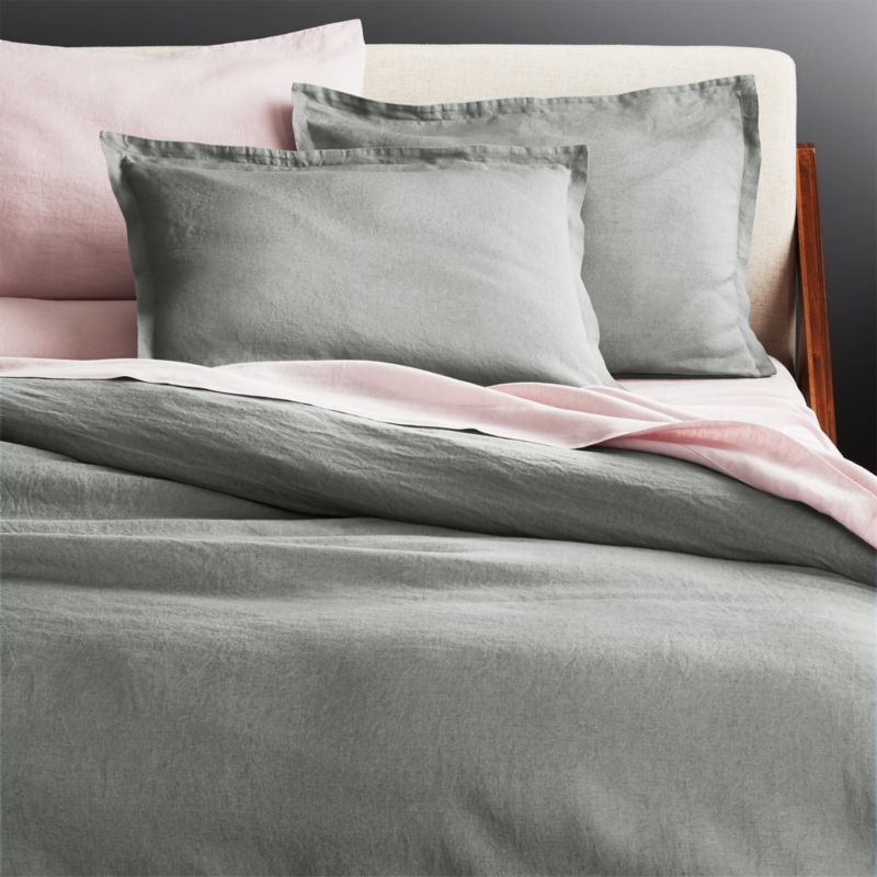 Linen Cement Grey Duvet Cover Cb2