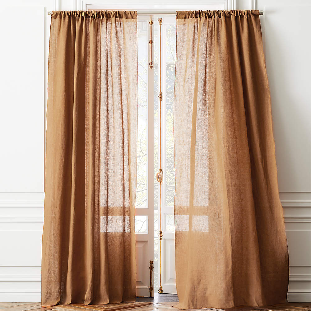 Linen Copper Curtain Panel Cb2