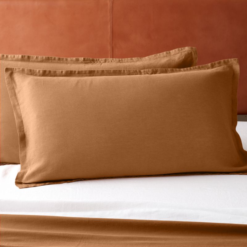View EUROPEAN FLAX™-Certified Linen Copper King Shams Set of 2 details