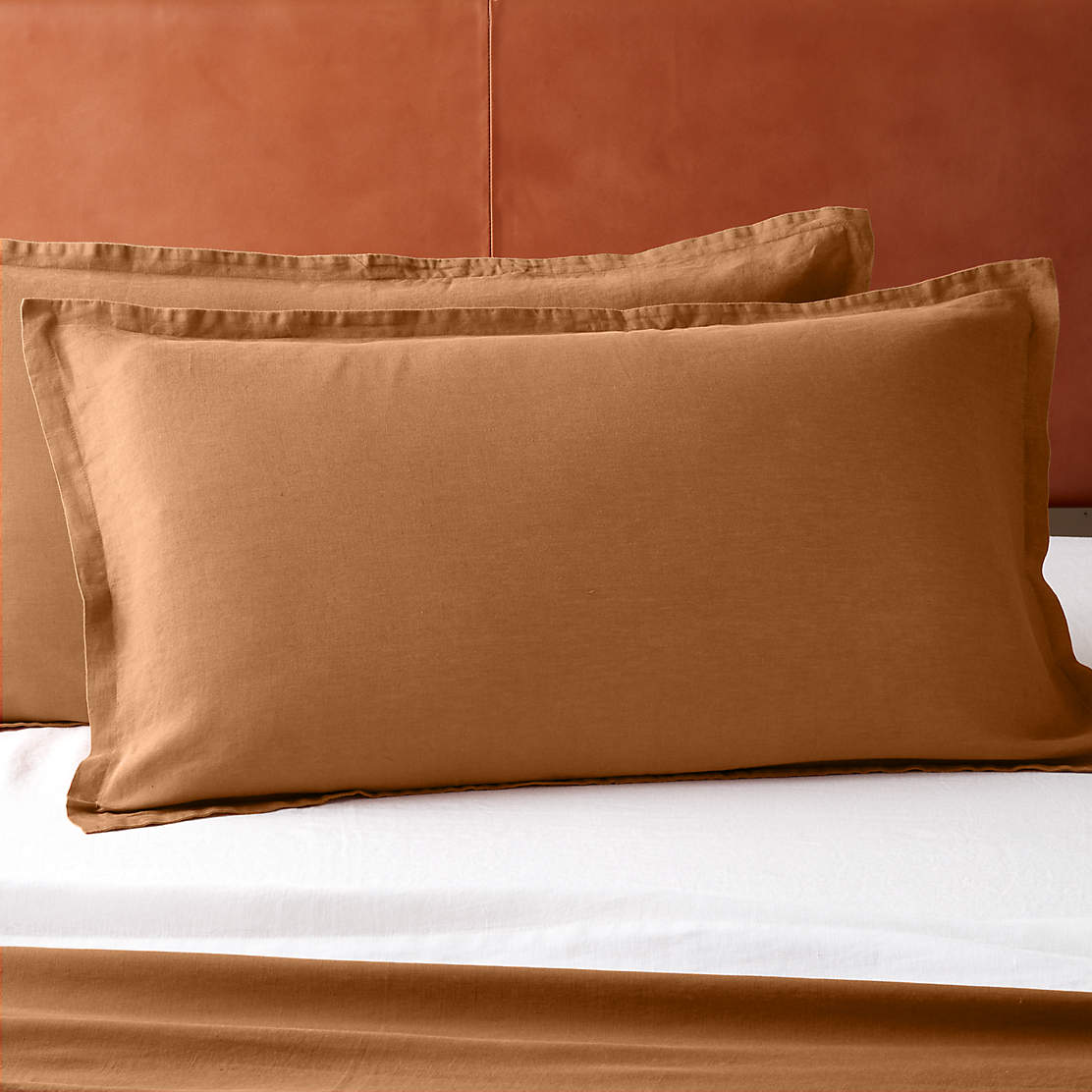 Linen Copper King Pillowcases Set of 2 + Reviews CB2