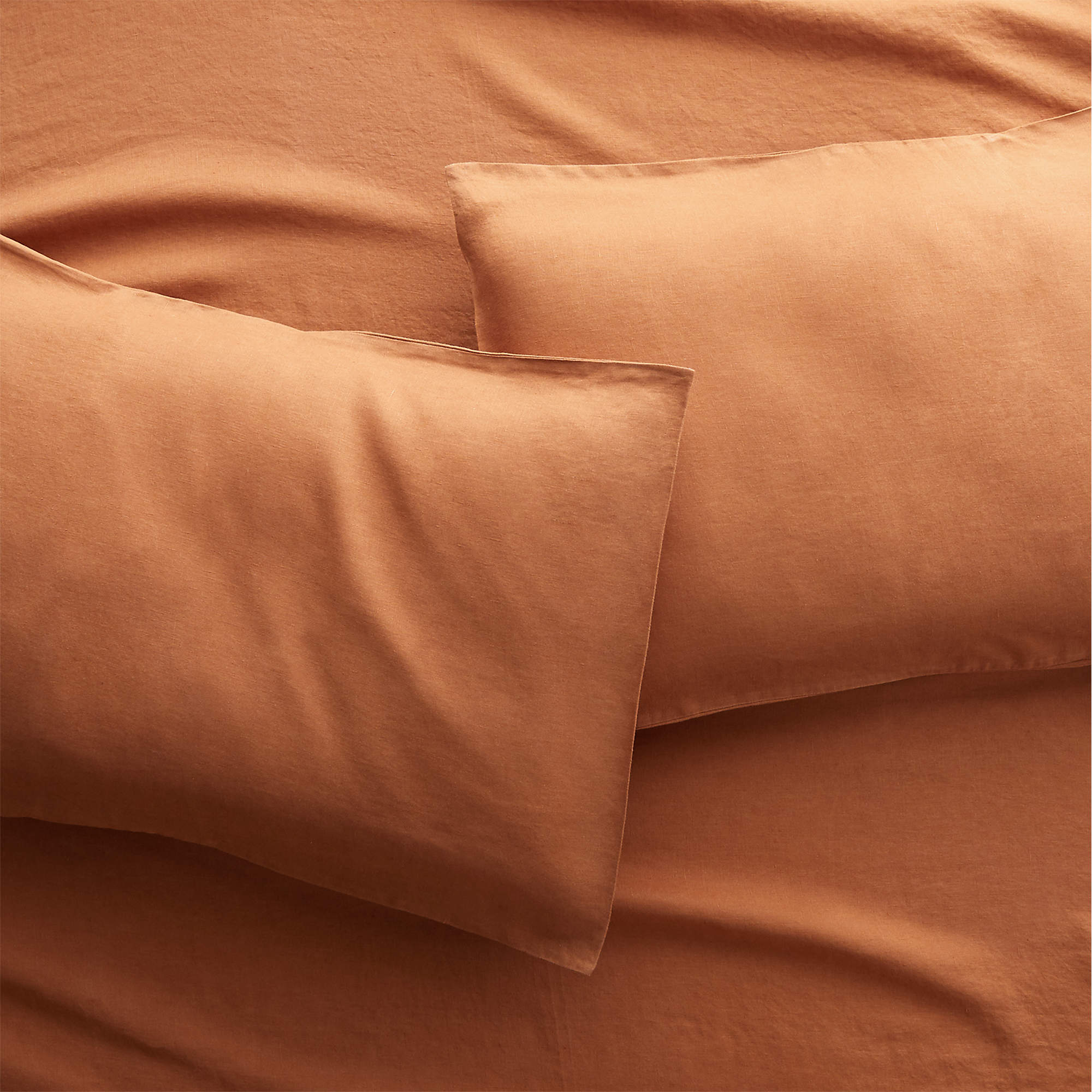 Linen Copper Standard Pillowcases Set of 2 + Reviews CB2