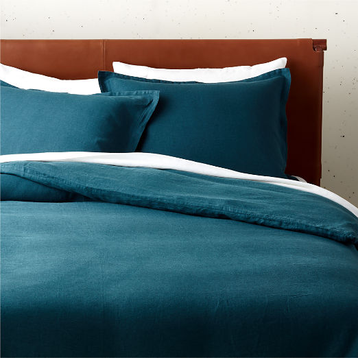 EUROPEAN FLAX-Certified Linen Dark Teal Euro Pillow Shams Set of 2