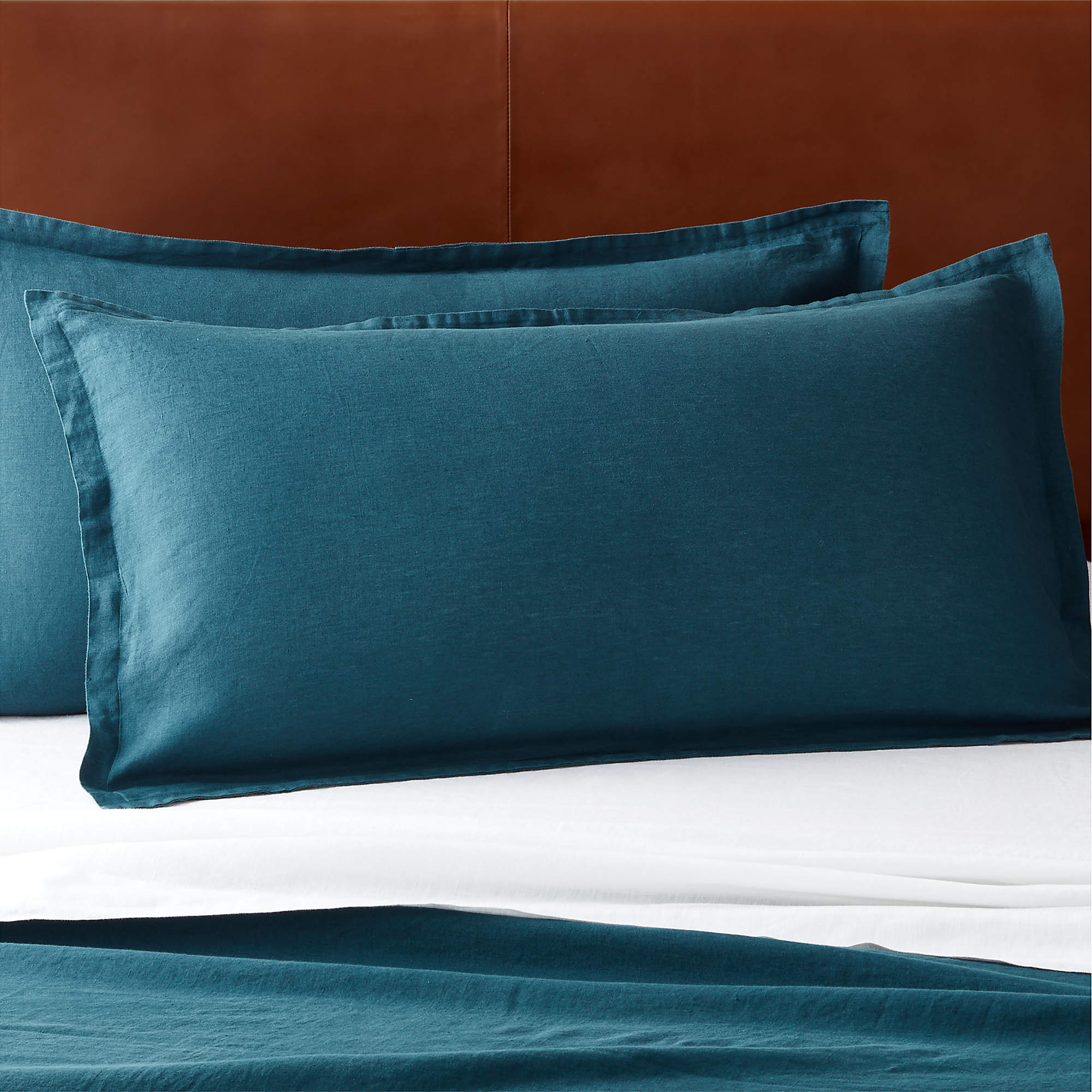 European Flax Linen Dark Teal King Shams Set of 2 + Reviews CB2 Canada