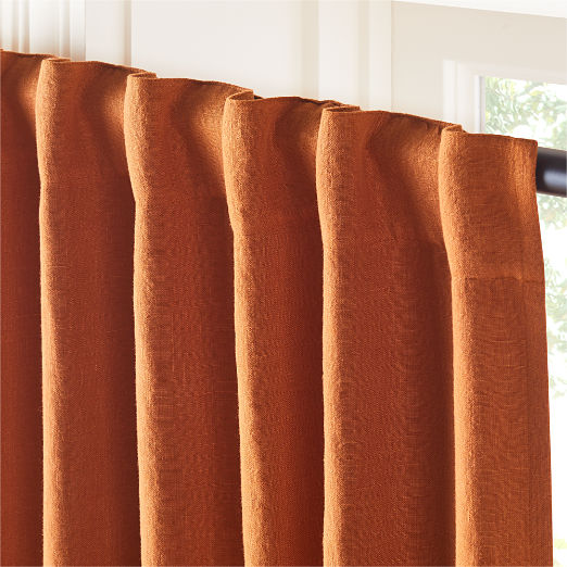 EUROPEAN FLAX™-Certified Linen Dark Terracotta Blackout Window Curtain Panel 48"x84"