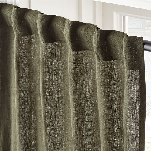 EUROPEAN FLAX™-Certified Linen Forest Green Window Curtain Panel