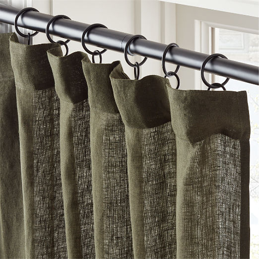 EUROPEAN FLAX™-Certified Linen Forest Green Window Curtain Panel 48''x120"