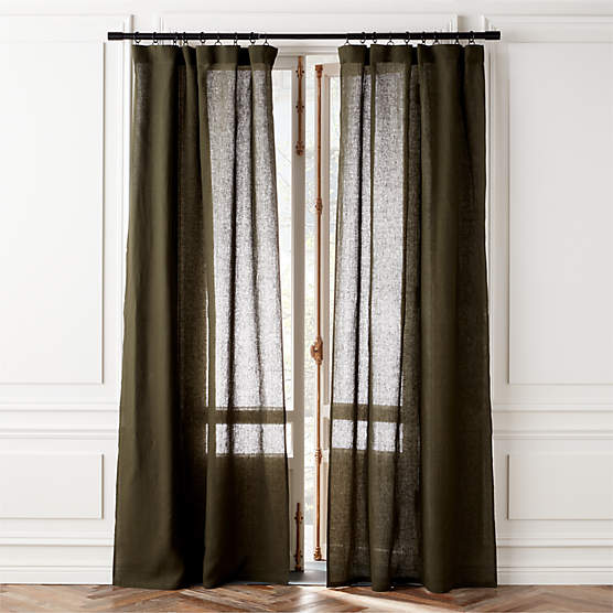 EUROPEAN FLAX™-Certified Linen Forest Green Window Curtain Panel 48''x84''