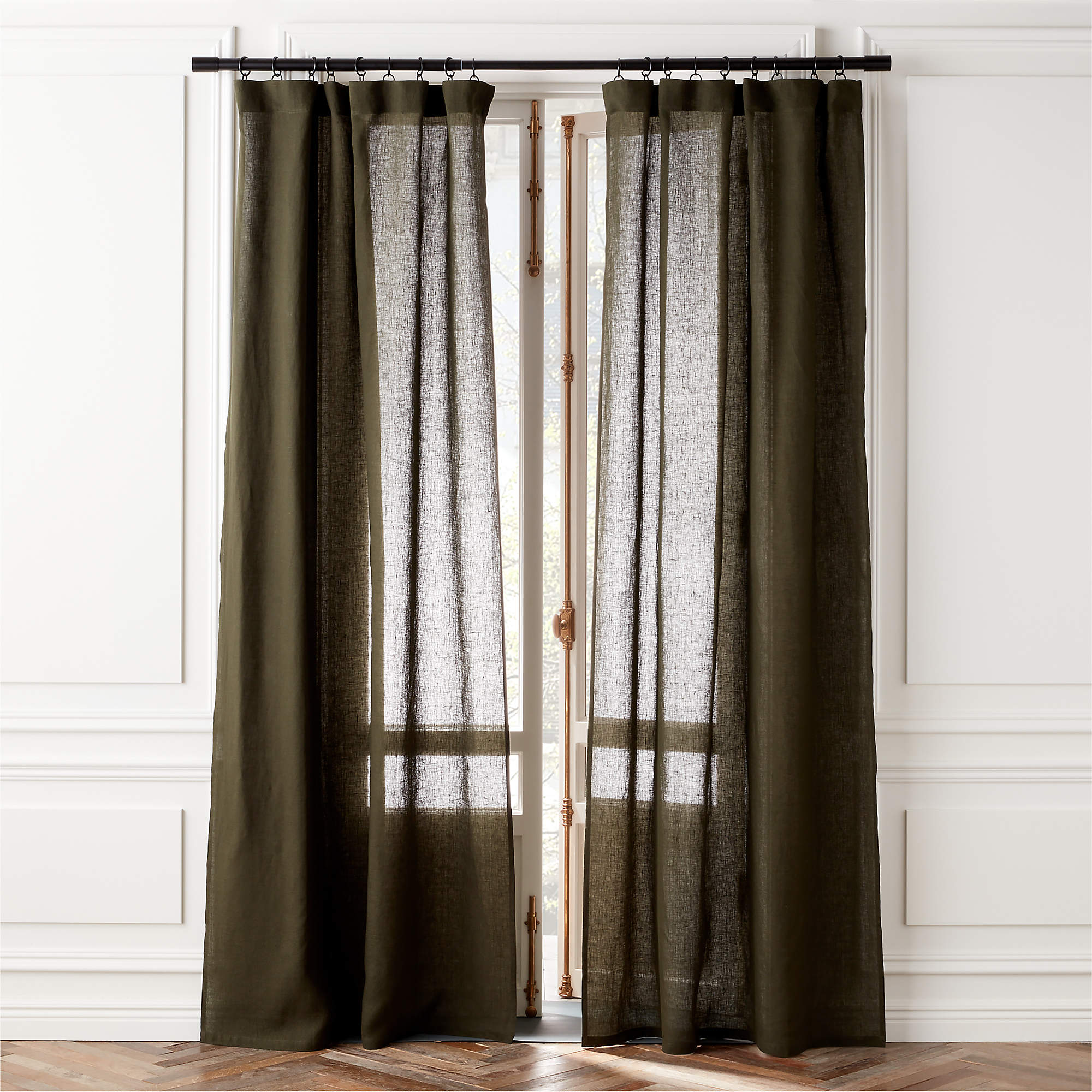 Forest Green EUROPEAN FLAX-Certified Linen Blackout Window Curtain Panel  48''x96\, image size:2000x2000