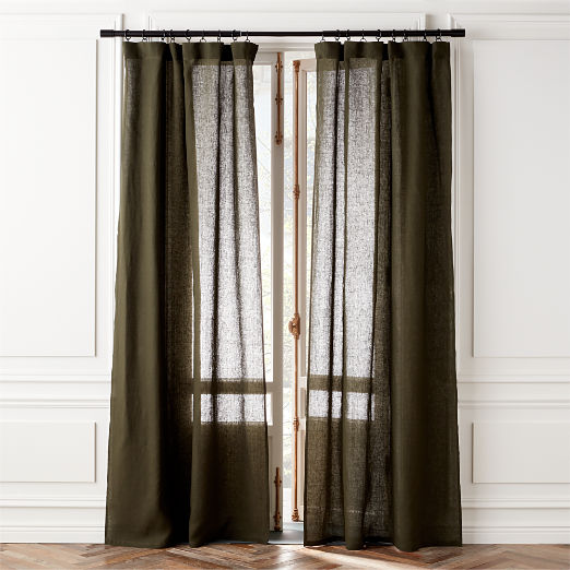 EUROPEAN FLAX™-Certified Linen Forest Green Window Curtain Panel 48''x96"