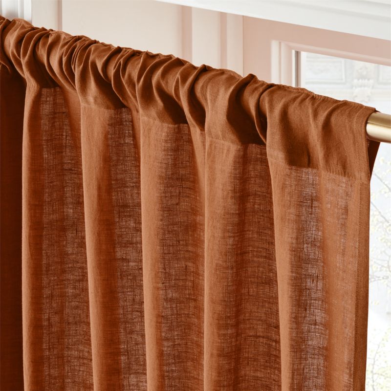 EUROPEAN FLAX-Certified Linen Dark Terracotta Window Curtain Panel 48''x84" - image 2 of 6