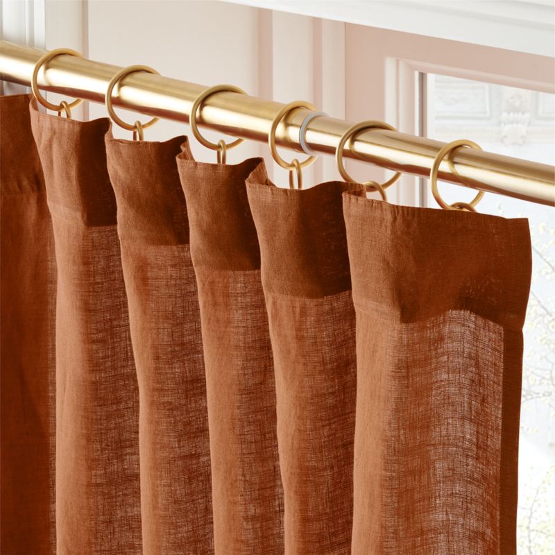 EUROPEAN FLAX-Certified Linen Dark Terracotta Window Curtain Panel 48''x84" - image 1 of 6