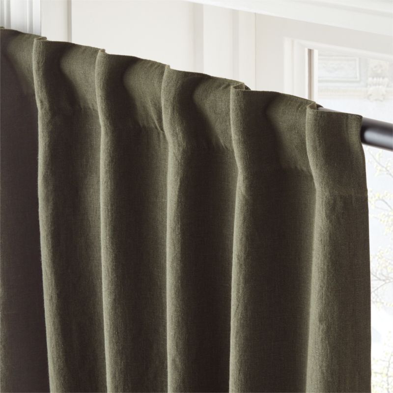 EUROPEAN FLAX™-Certified Linen Forest Green Blackout Window Curtain Panel 48''x84'' - image 3 of 5