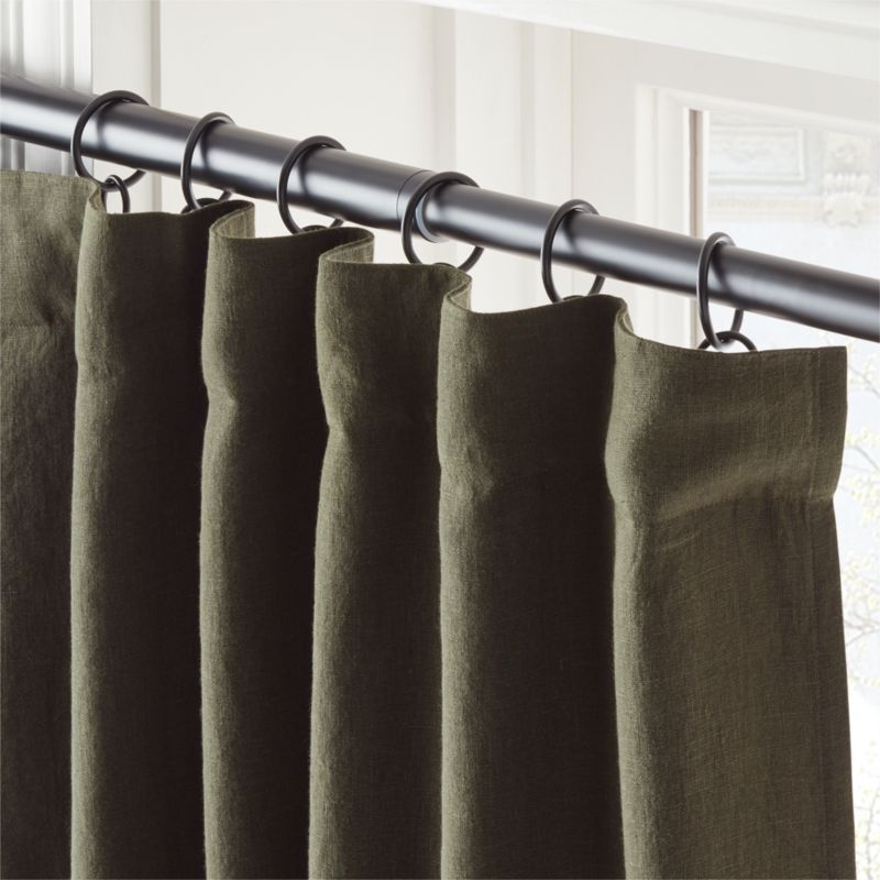 EUROPEAN FLAX™-Certified Linen Forest Green Blackout Window Curtain Panel 48''x84'' - image 1 of 5