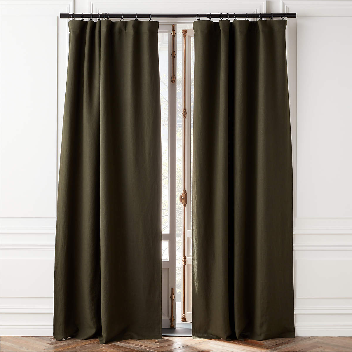 Forest Green Linen Blackout Window Curtain Panel 48''x96" + Reviews CB2