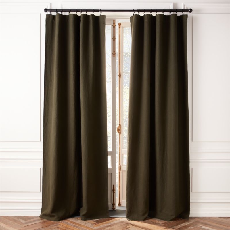 View Green Blackout Linen Curtain Panel 48"x96" details