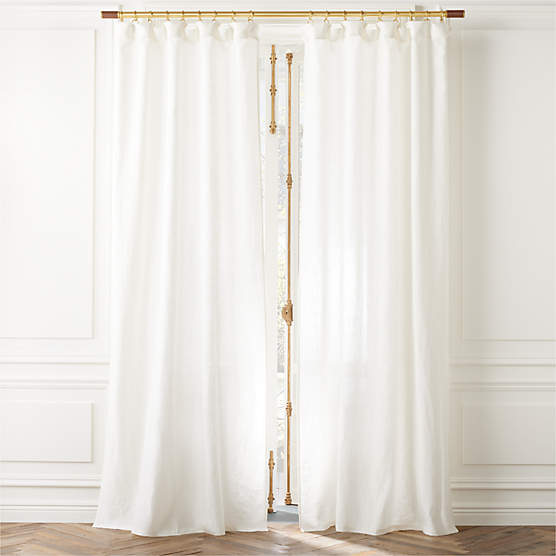 Warm White EUROPEAN FLAX™-Certified Linen Window Curtain Panel 48"x84''