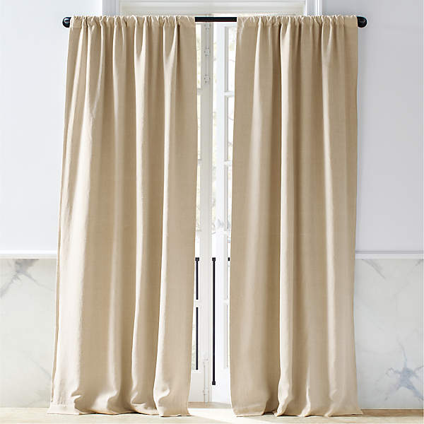 Natural Linen Blackout Curtain Panel 48, White Curtains Block Out Light