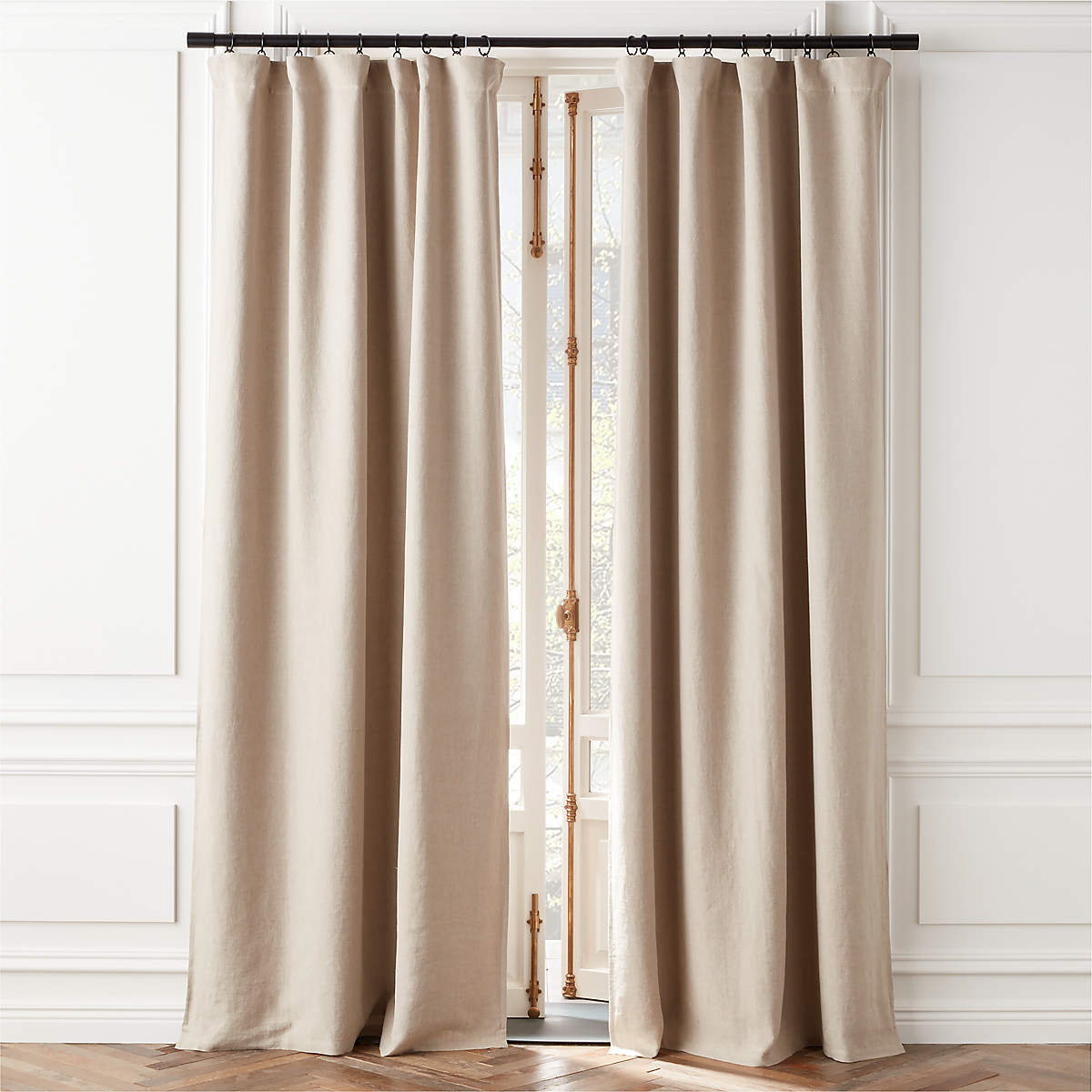 Natural Linen Blackout Window Curtain Panel 48''x120" + Reviews CB2