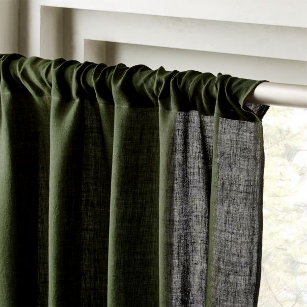 Forest Green Linen Curtain Panel 48"x108" + Reviews CB2