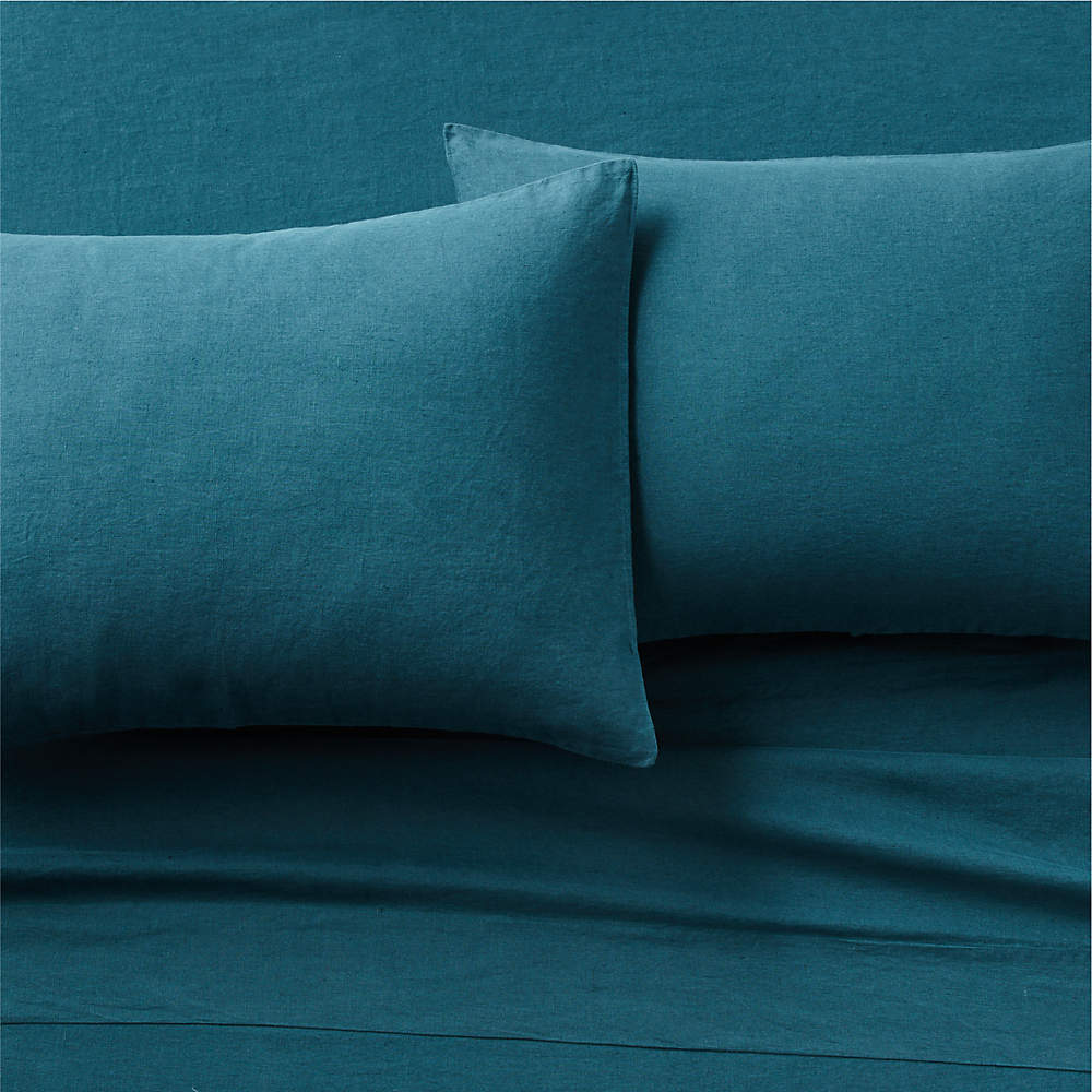 blue bedding linen bed sheets linen bedding Washed aqua flat sheets natural eco friendly bedding