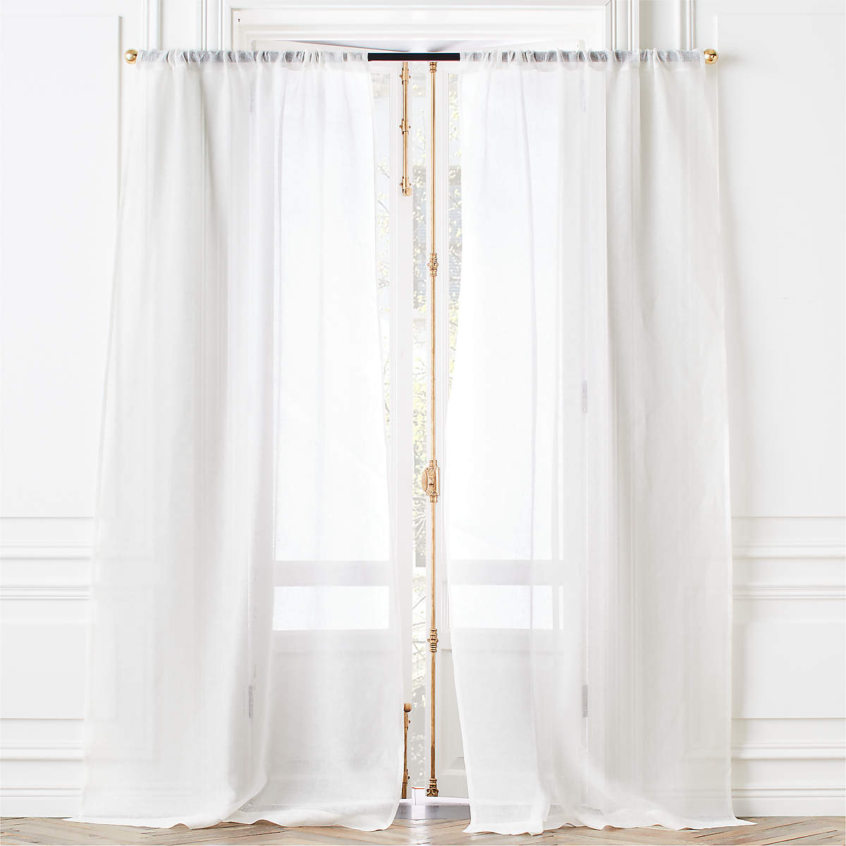 Modern Warm White Linen Sheer Window Curtain Panel 48"x108" + Reviews CB2