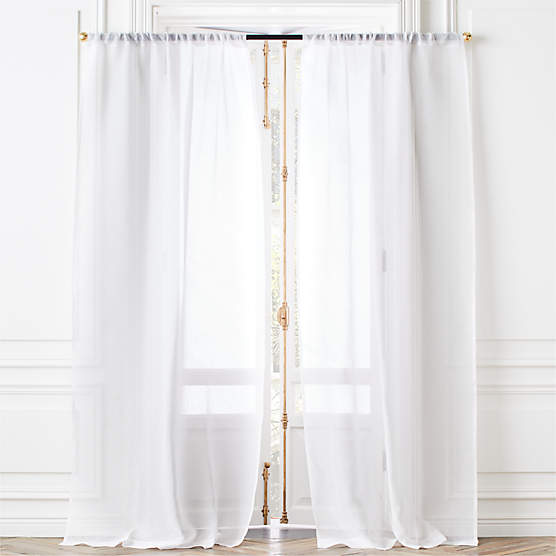 White Linen Sheer Window Curtain Panel 48"x108"