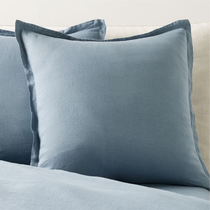 View EUROPEAN FLAX™-Certified Linen Slate Blue Euro Pillow Shams Set of 2 details