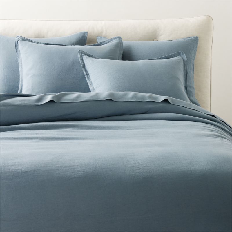 View EUROPEAN FLAX™-Certified Linen Slate Blue King Duvet Cover details