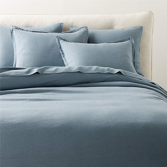 EUROPEAN FLAX™-Certified Linen Slate Blue King Duvet Cover