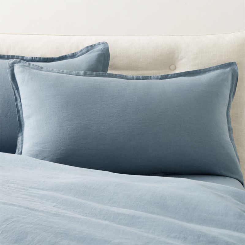 EUROPEAN FLAX-Certified Linen Slate Blue Solid King Pillow Shams Set of ...