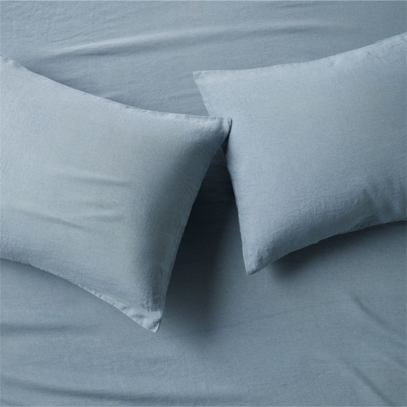 EUROPEAN FLAX-Certified Linen Slate Blue Solid King Pillowcases Set of ...