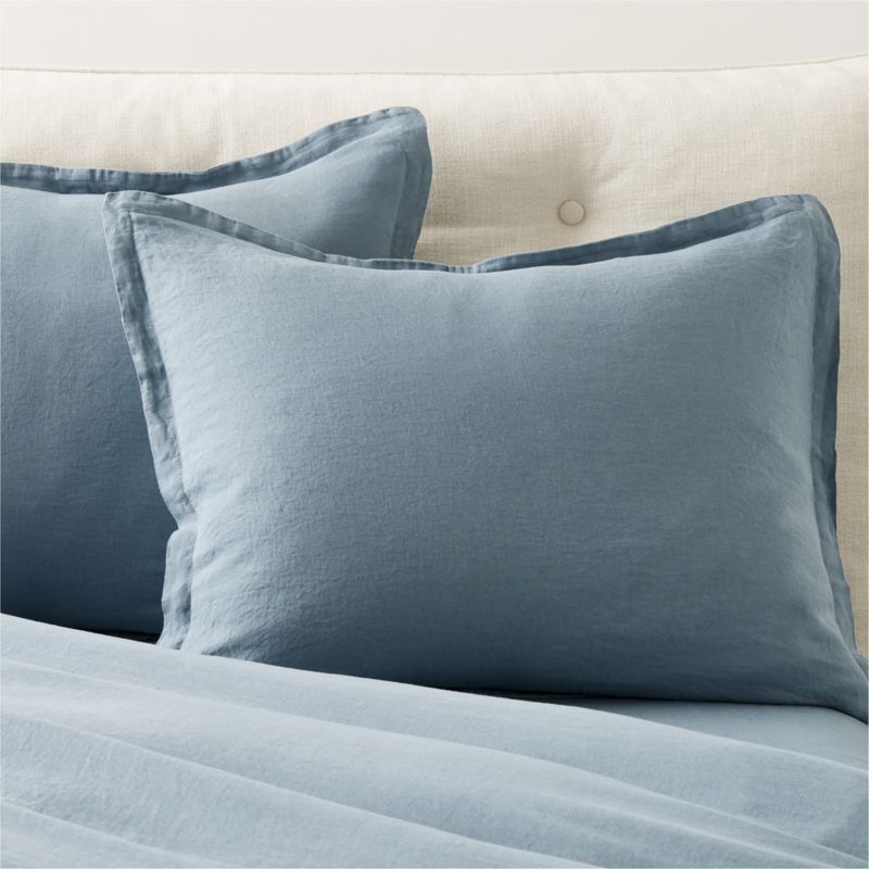 Viewing product image EUROPEAN FLAX™-Certified Linen Slate Blue Standard Pillow Shams Set of 2 - image 1 of 3