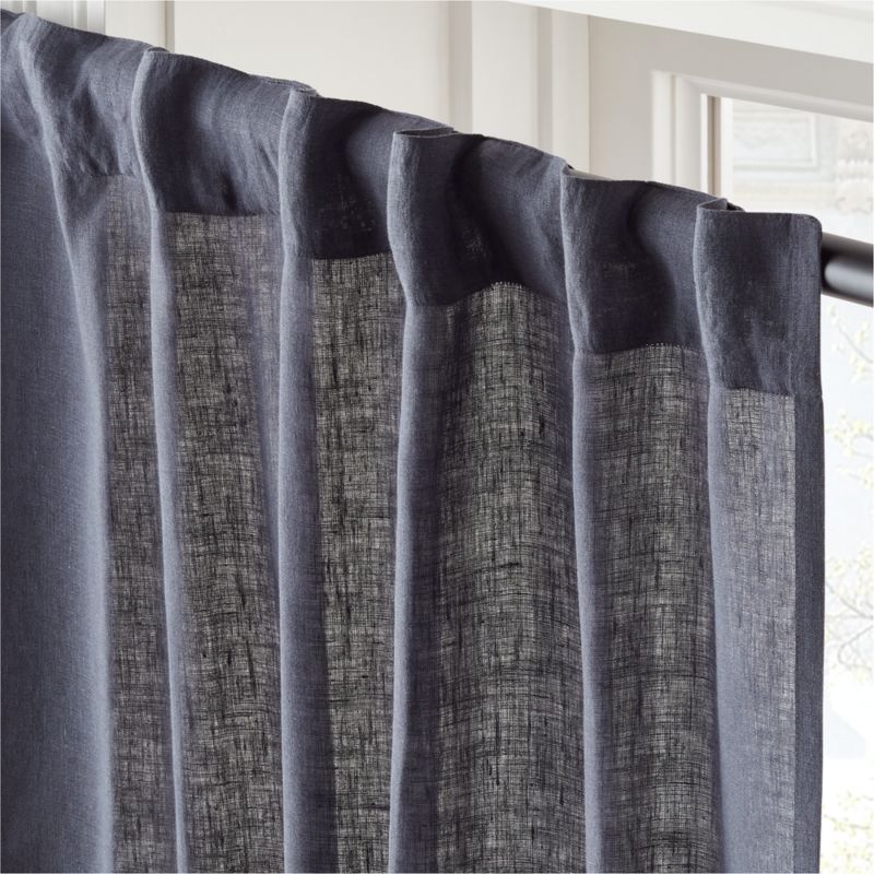 EUROPEAN FLAX™-Certified Linen Smokey Blue Window Curtain Panel 48''x84'' - image 3 of 5