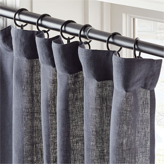 Dark Blue EUROPEAN FLAX™-Certified Linen Window Curtain Panel 48''x96"