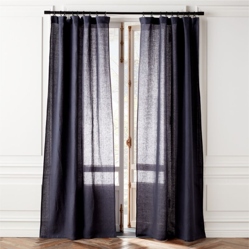 EUROPEAN FLAX™-Certified Linen Smokey Blue Window Curtain Panel 48''x84'' - image 0 of 5