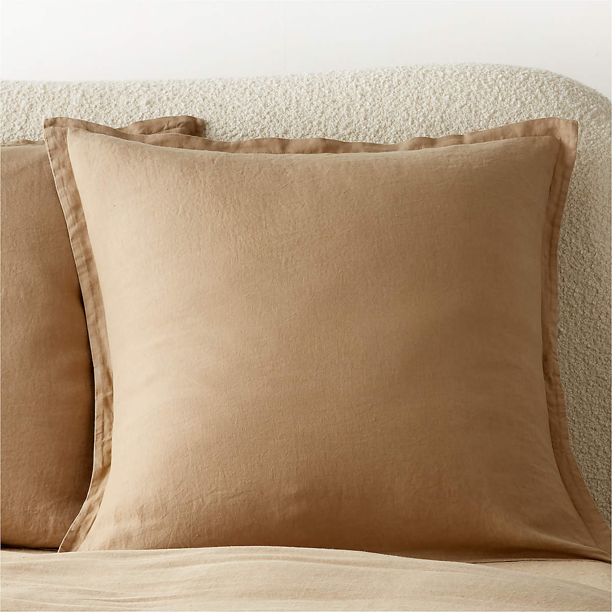 European Flax Linen Tan Euro Shams Set of 2 + Reviews CB2