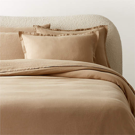 Border European Flax Certified Linen Fullqueen Duvet Cover With Copper Border Reviews Cb2 