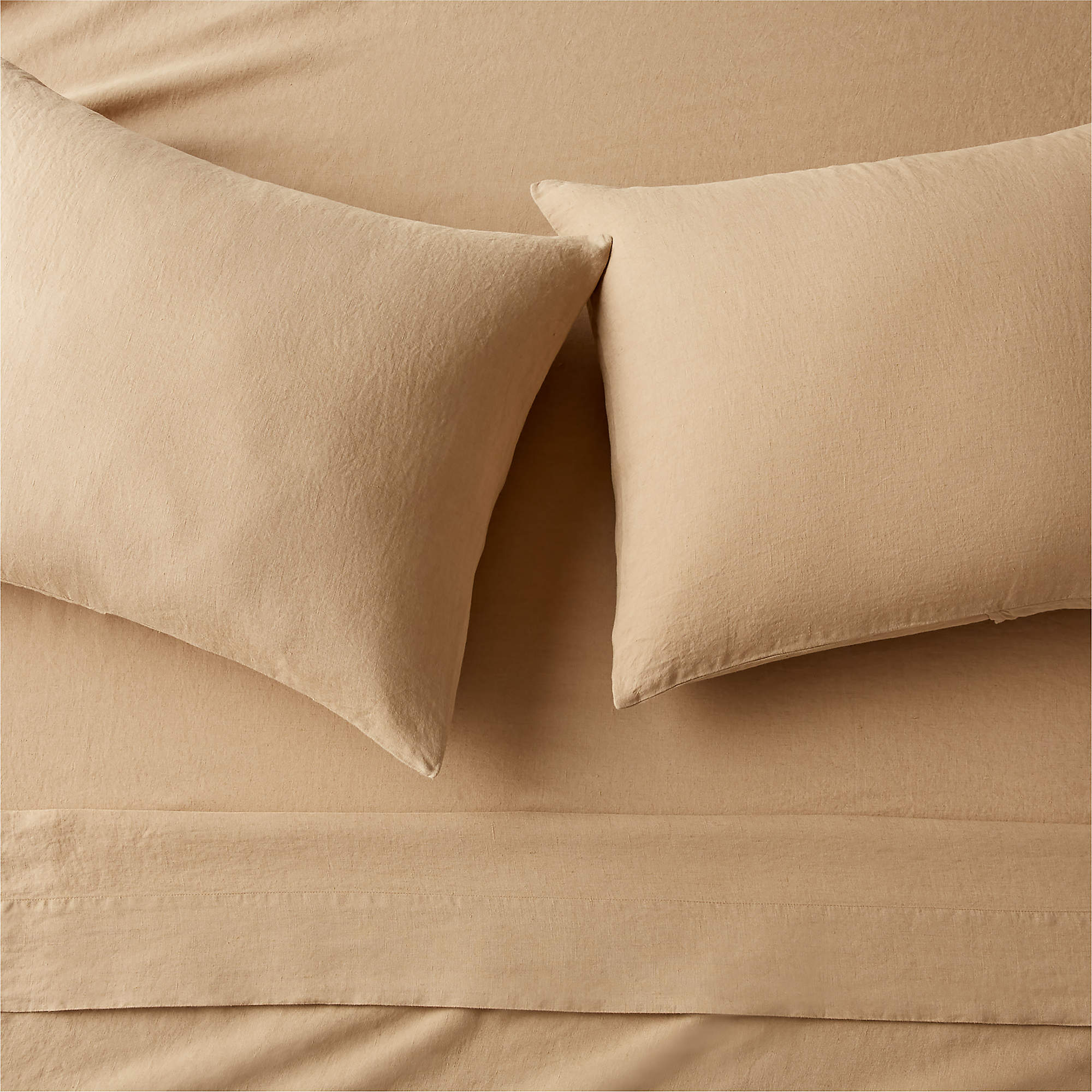 European Flax Linen Tan Queen Sheet Set + Reviews CB2